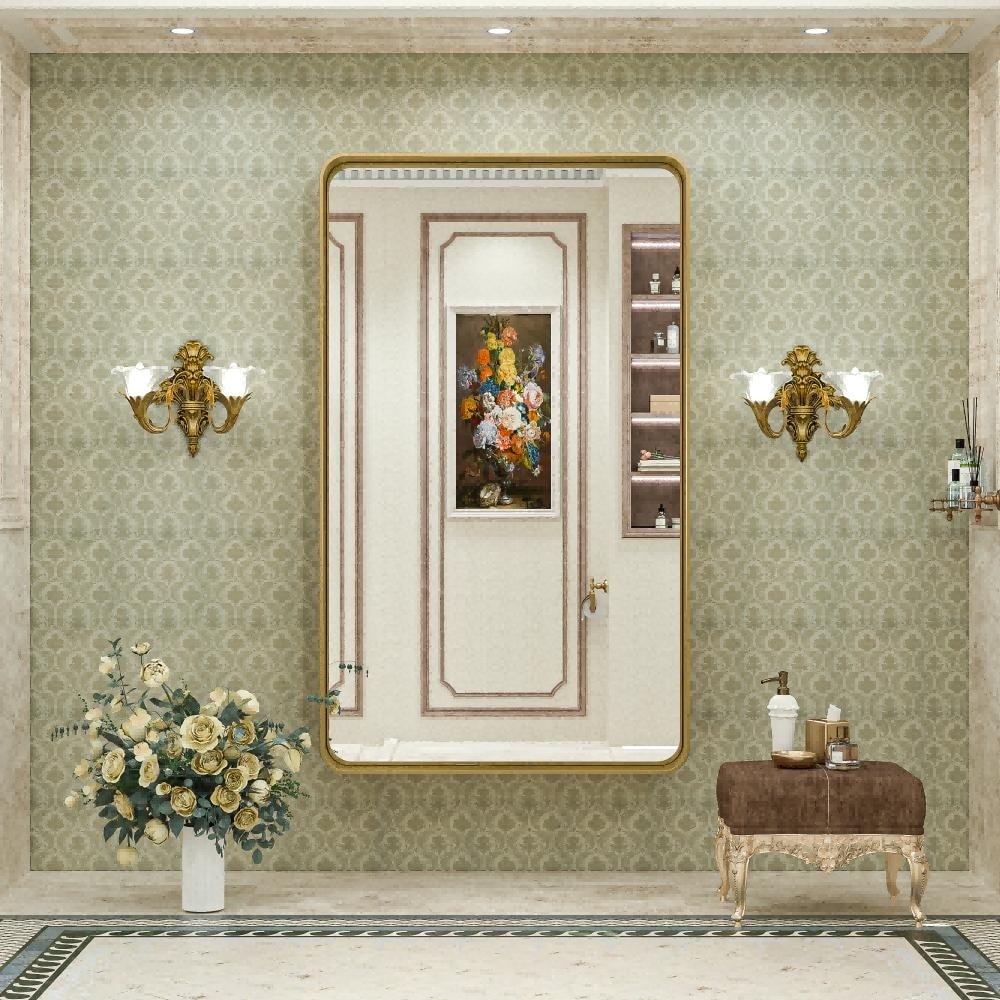 TokeShimi Miroir mural de salle de bain avec cadre métallique moderne