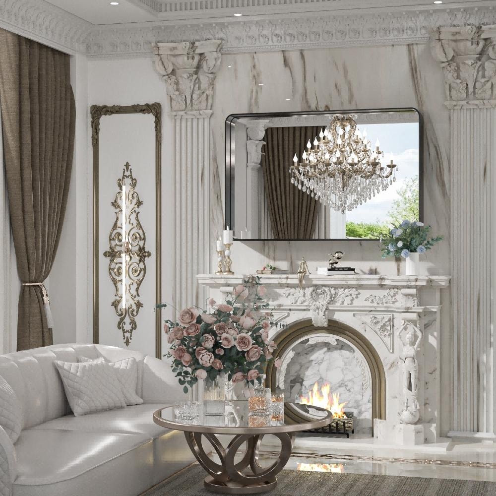 TokeShimi Miroir mural de salle de bain avec cadre métallique moderne