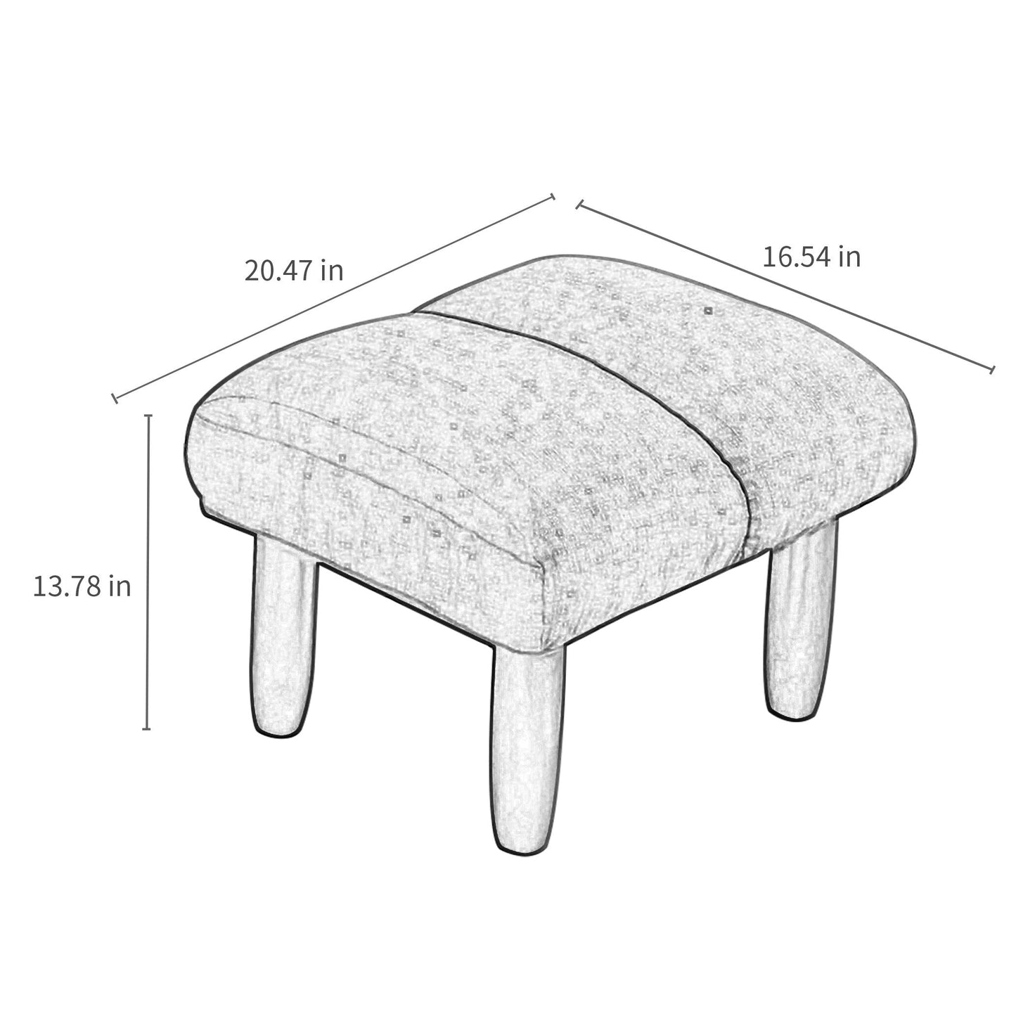 Ensemble de fauteuil inclinable sans accoudoirs, recouvert de tissu, avec repose-pieds et repose-tête réglable.