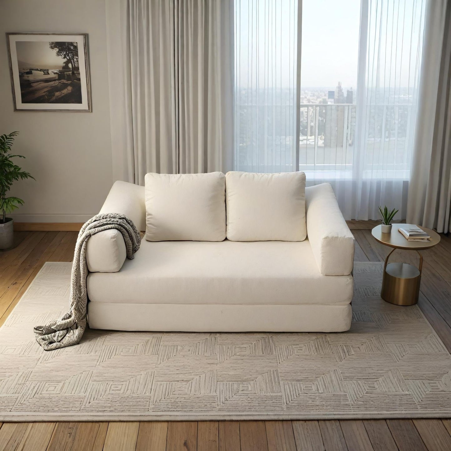 Canapé-lit convertible rembourré de 70,87 pouces, chaise convertible, canapé de sol confortable pour salon, chambre à coucher, tissu chenille.