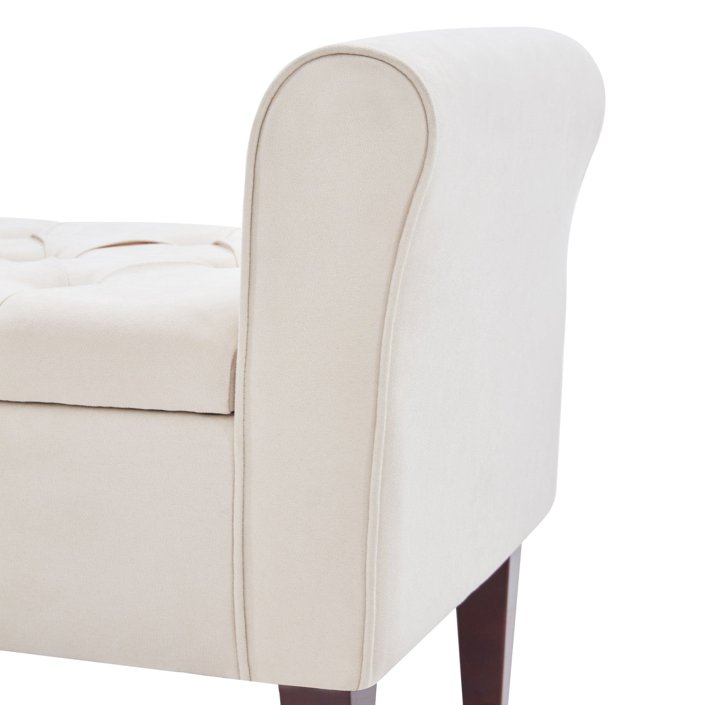 Banc de rangement capitonné, banc avec accoudoirs, banc d'entrée avec couvercle rabattable, 50,4 pouces.