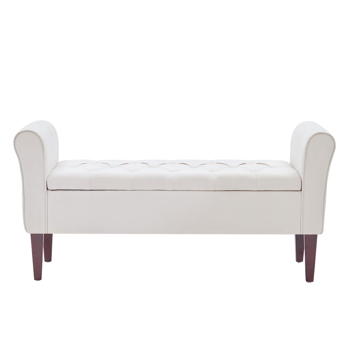 Banc de rangement capitonné, banc avec accoudoirs, banc d'entrée avec couvercle rabattable, 50,4 pouces.