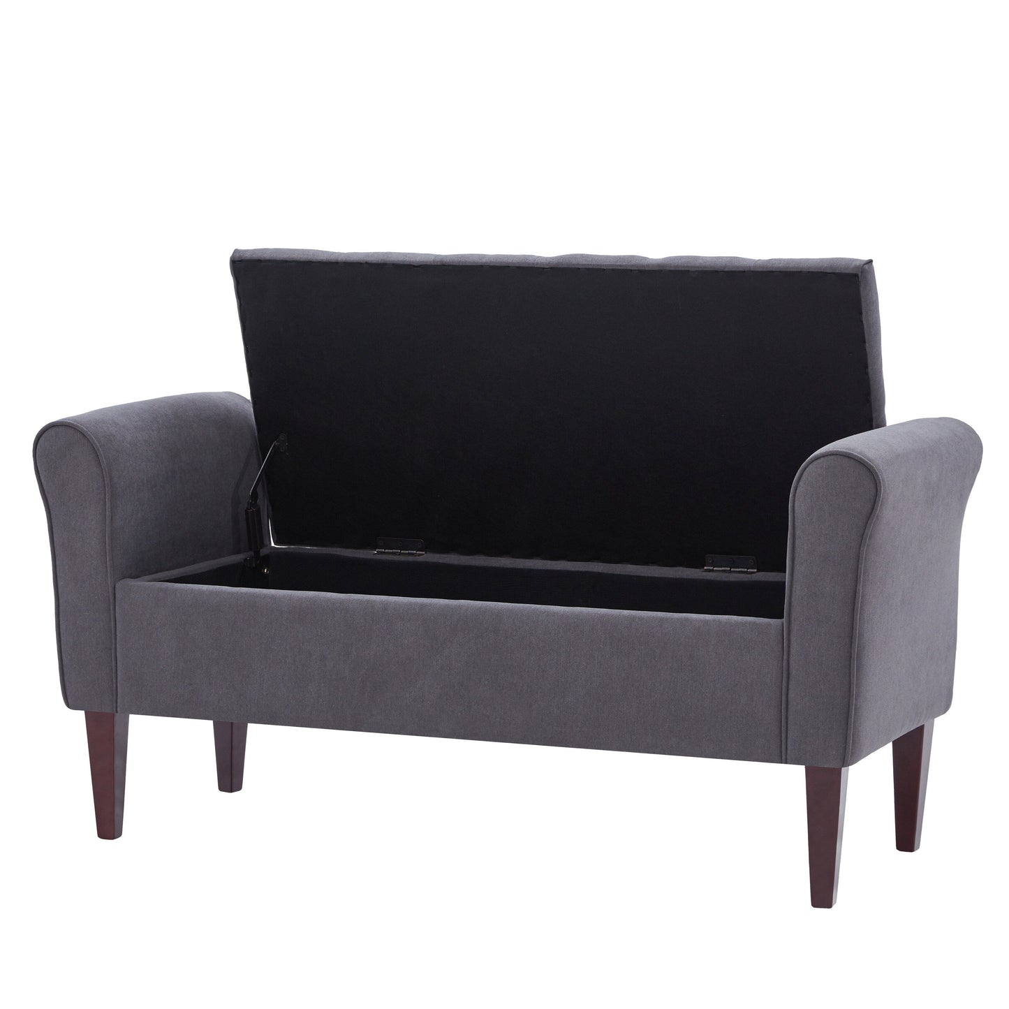 Banc de rangement capitonné, banc avec accoudoirs, banc d'entrée avec couvercle rabattable, 50,4 pouces.