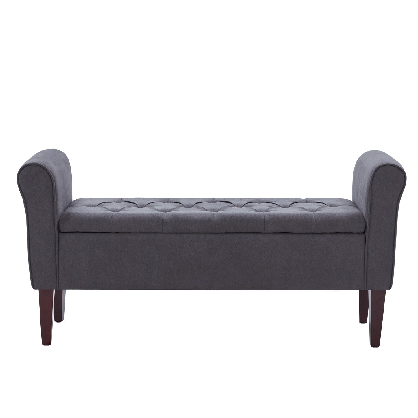 Banc de rangement capitonné, banc avec accoudoirs, banc d'entrée avec couvercle rabattable, 50,4 pouces.