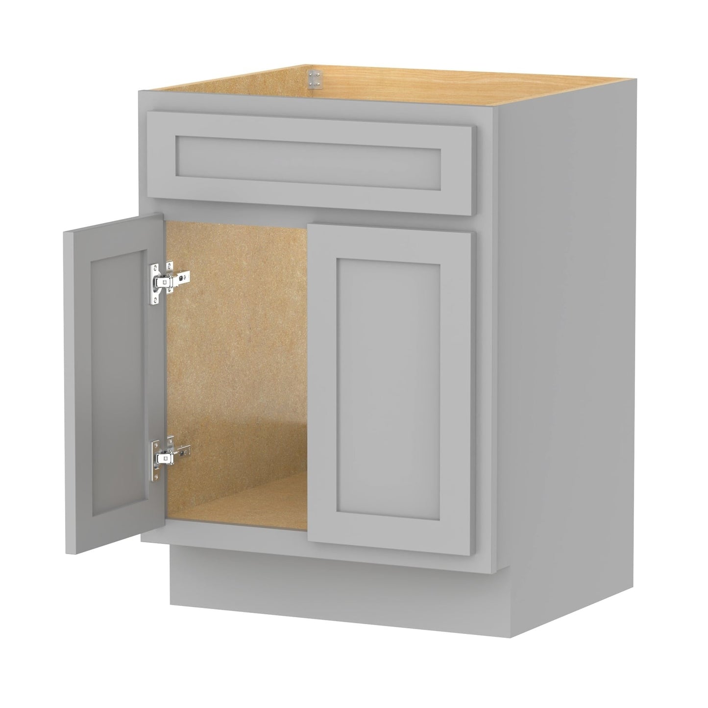 Meuble-lavabo de salle de bain Vanity Art en bois massif, 60 cm (24 pouces), avec lavabo simple.