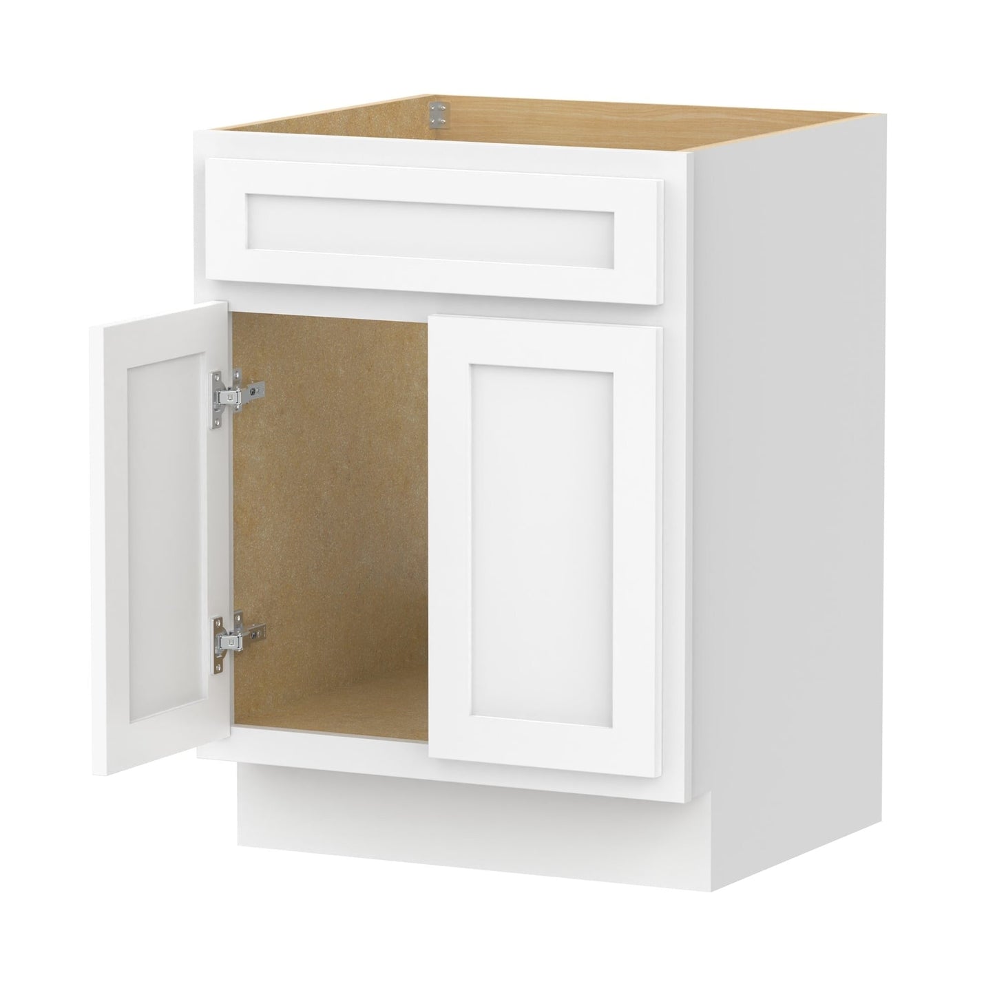 Meuble-lavabo de salle de bain Vanity Art en bois massif, 60 cm (24 pouces), avec lavabo simple.