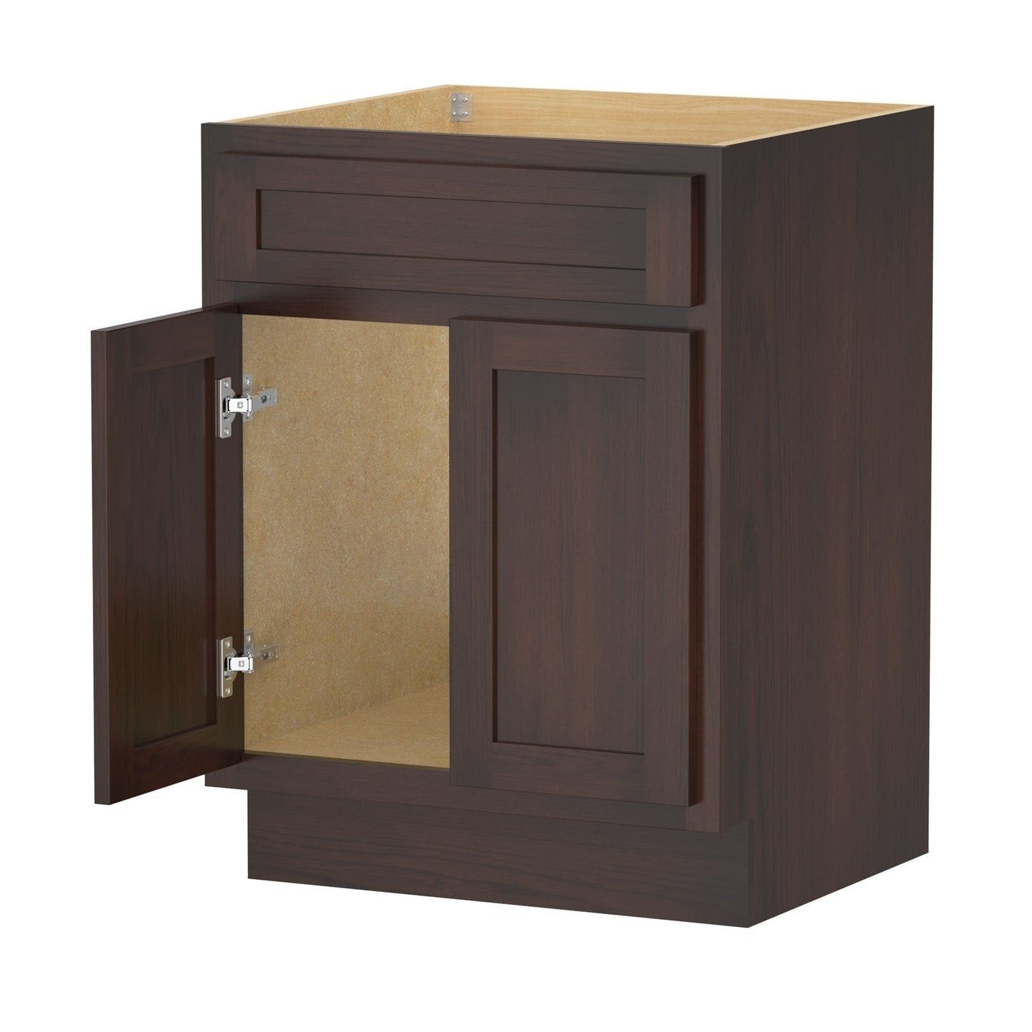 Meuble-lavabo de salle de bain Vanity Art en bois massif, 60 cm (24 pouces), avec lavabo simple.