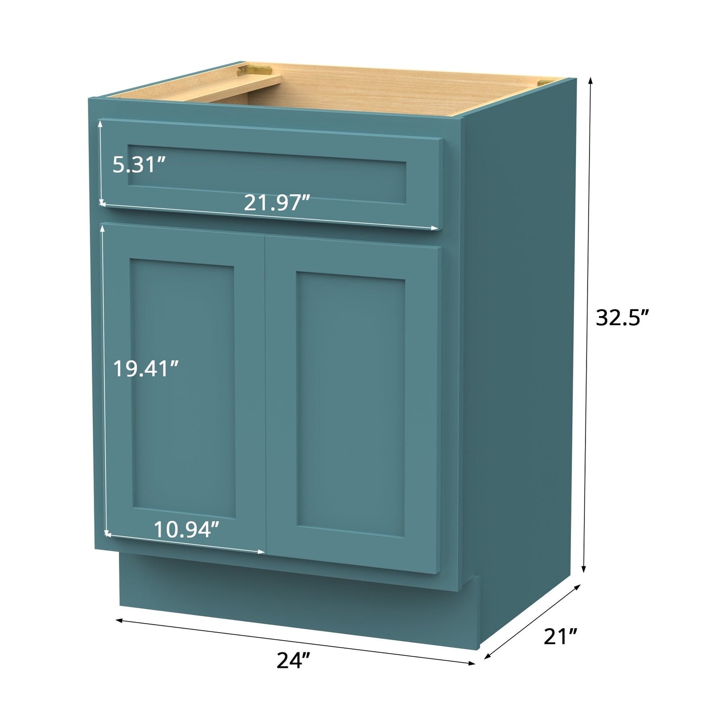 Meuble-lavabo de salle de bain Vanity Art en bois massif, 60 cm (24 pouces), avec lavabo simple.