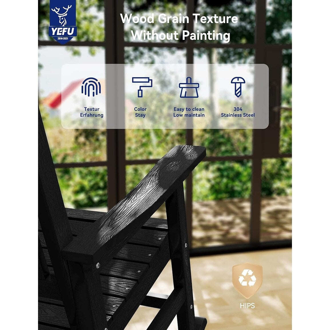 WINSOON Chaise à bascule d'extérieur, résistante aux intempéries, lot de 2
