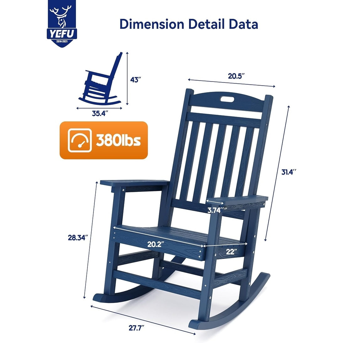 WINSOON Chaise à bascule d'extérieur, résistante aux intempéries, lot de 2