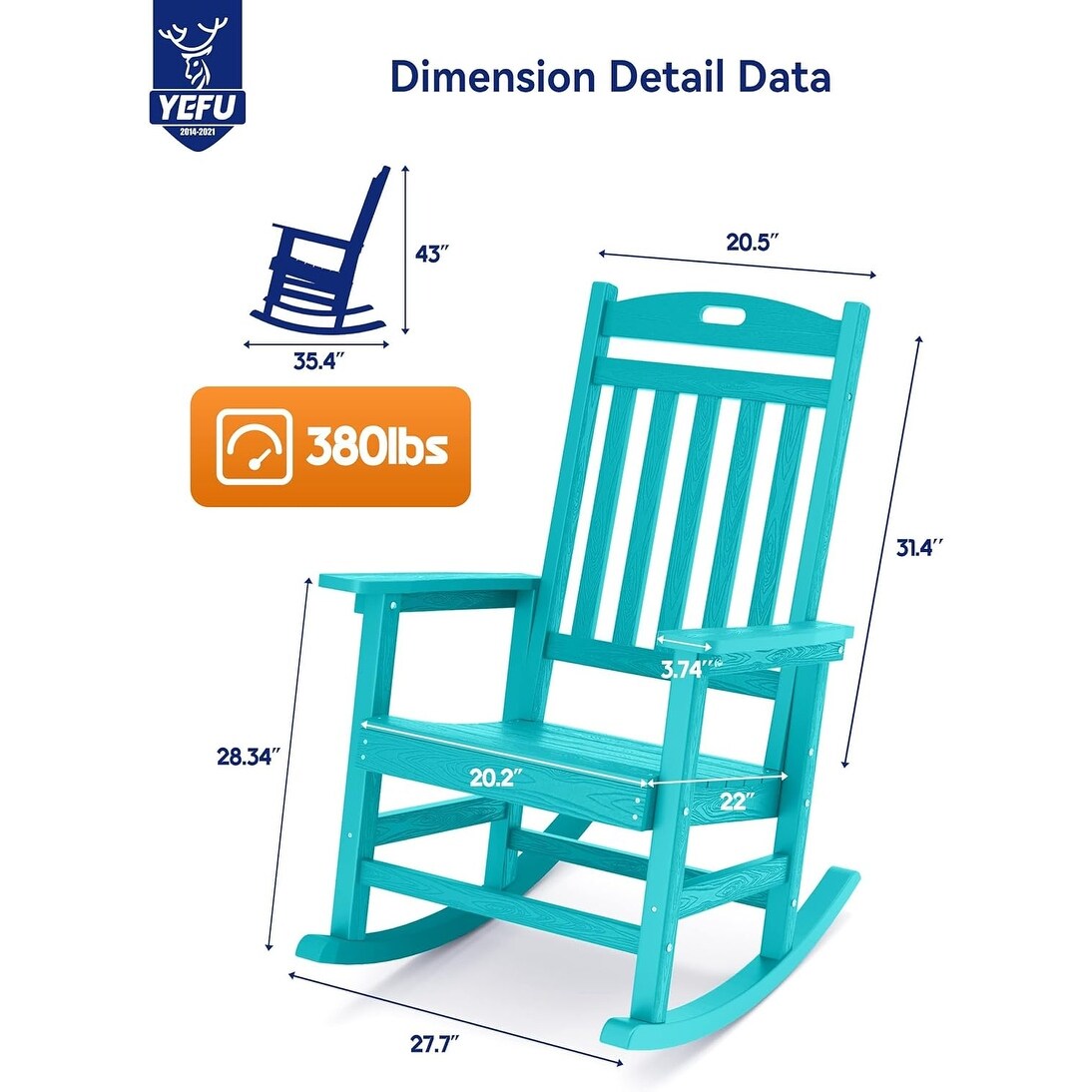 WINSOON Chaise à bascule d'extérieur, résistante aux intempéries, lot de 2