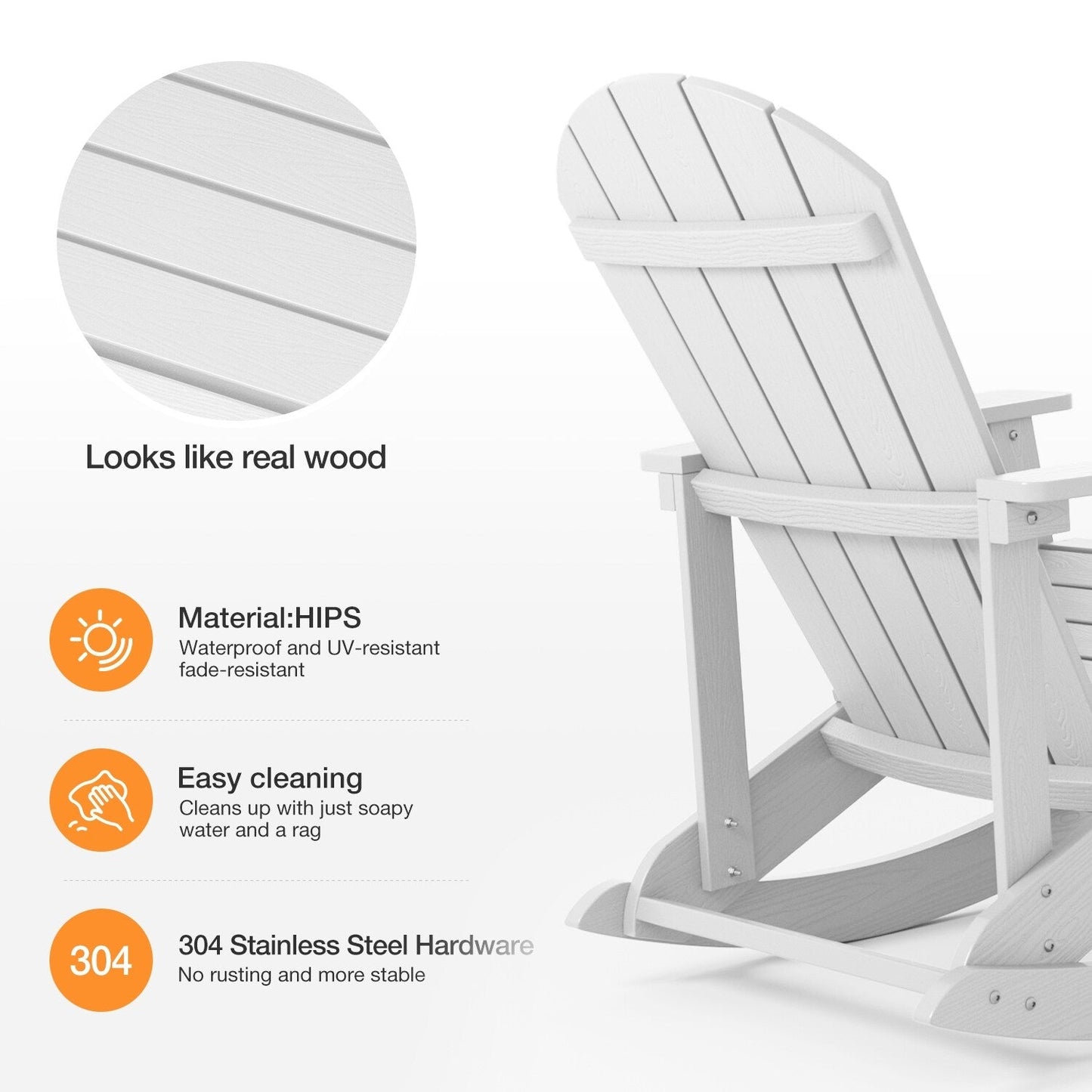 WINSOON Chaise à bascule d'extérieur, résistante aux intempéries, lot de 2