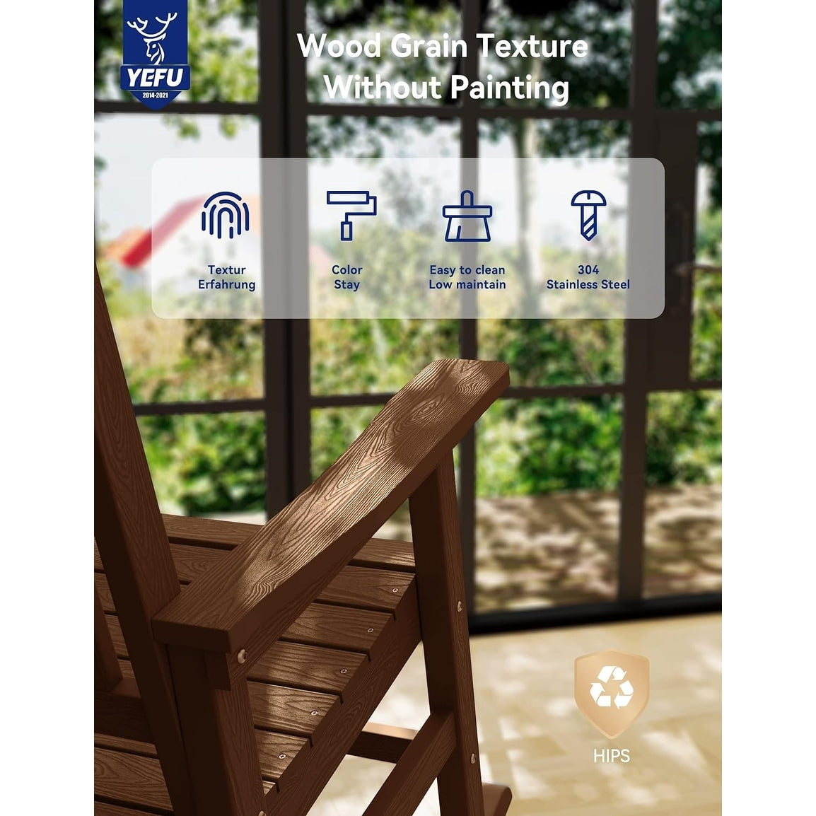 WINSOON Chaise à bascule d'extérieur, résistante aux intempéries, lot de 2