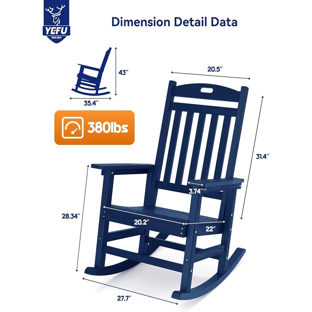 WINSOON Chaise à bascule d'extérieur, résistante aux intempéries, lot de 2