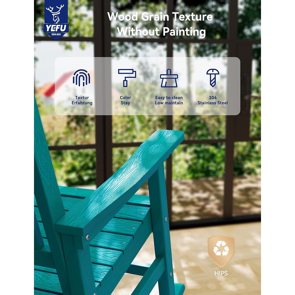 WINSOON Chaise à bascule d'extérieur, résistante aux intempéries, lot de 2