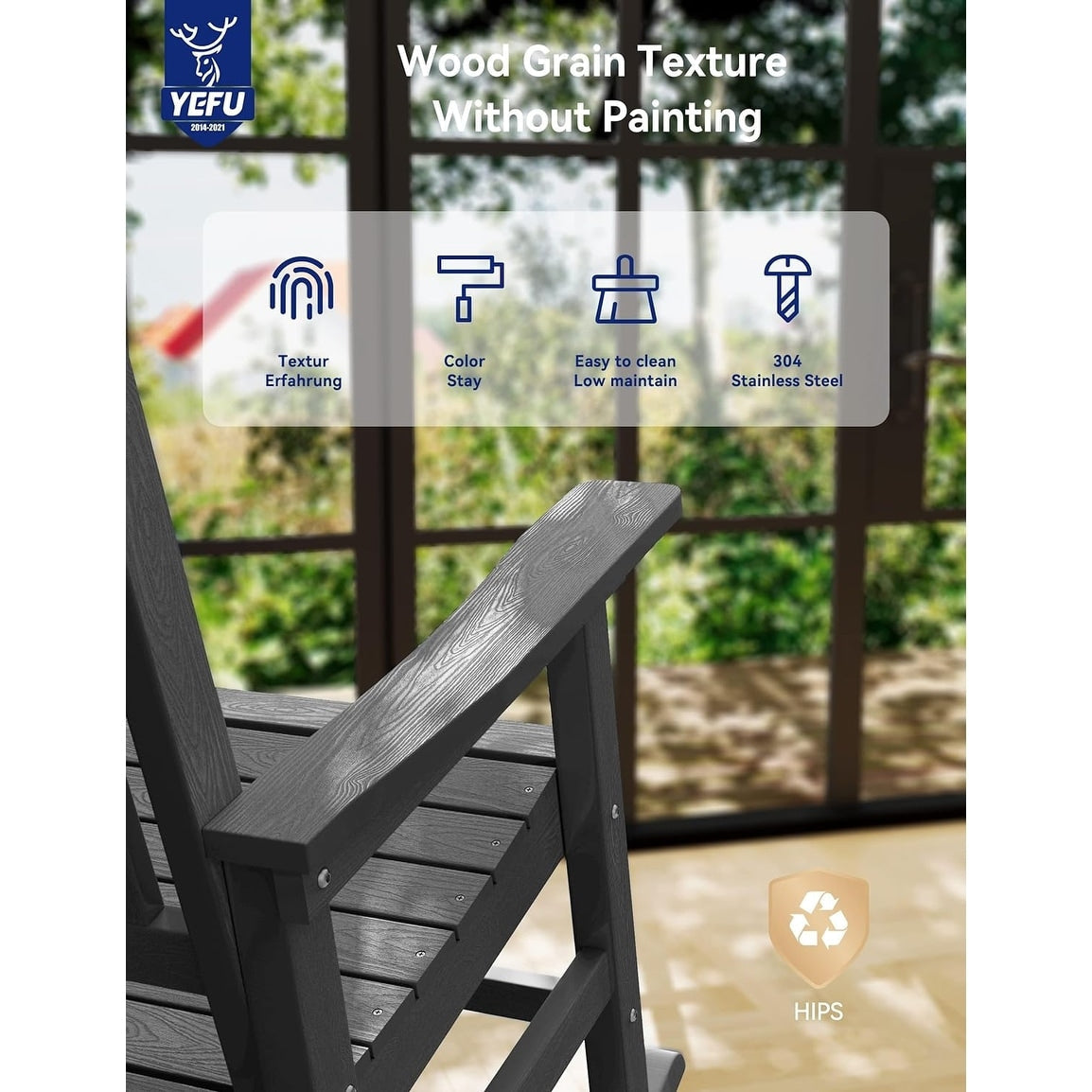 WINSOON Chaise à bascule d'extérieur, résistante aux intempéries, lot de 2