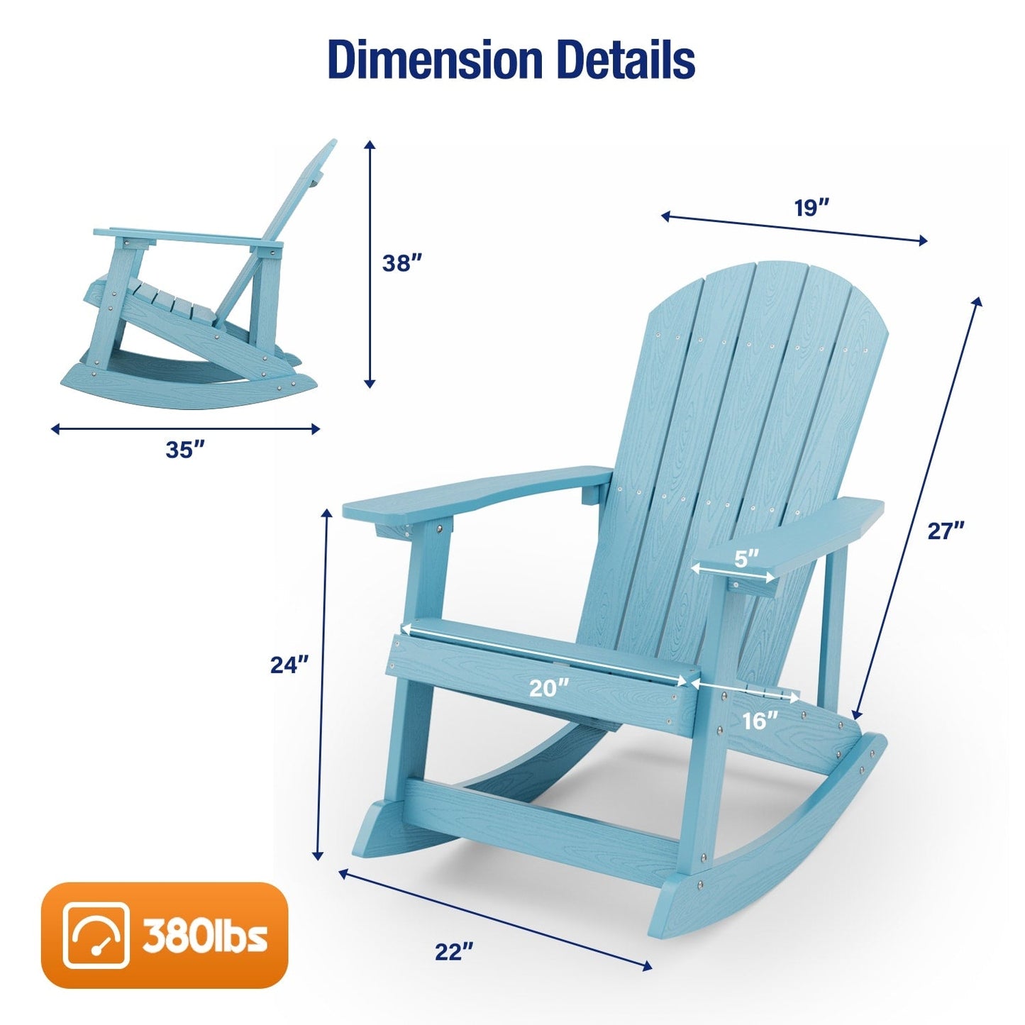 WINSOON Chaise à bascule d'extérieur, résistante aux intempéries, lot de 2