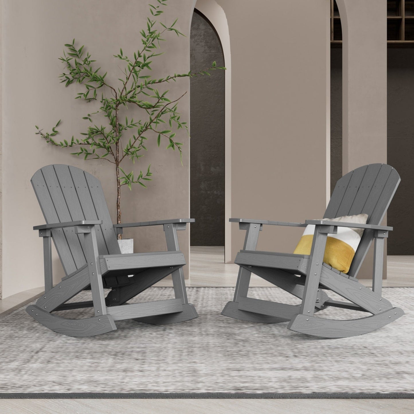 WINSOON Chaise à bascule d'extérieur, résistante aux intempéries, lot de 2