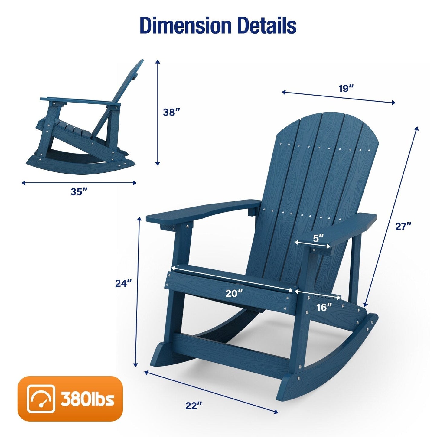 WINSOON Chaise à bascule d'extérieur, résistante aux intempéries, lot de 2