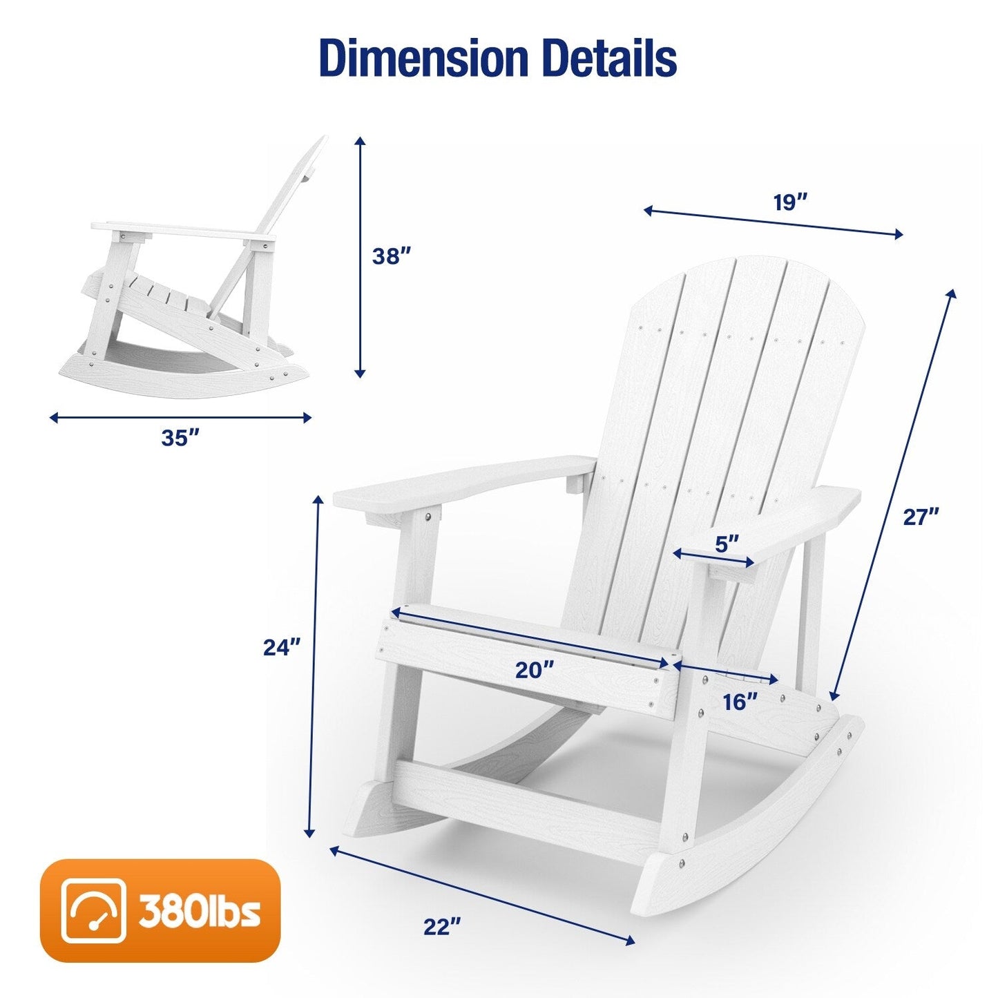 WINSOON Chaise à bascule d'extérieur, résistante aux intempéries, lot de 2