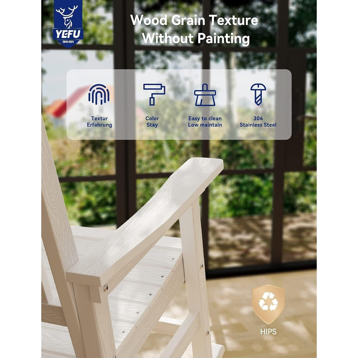 WINSOON Chaise à bascule d'extérieur, résistante aux intempéries, lot de 2