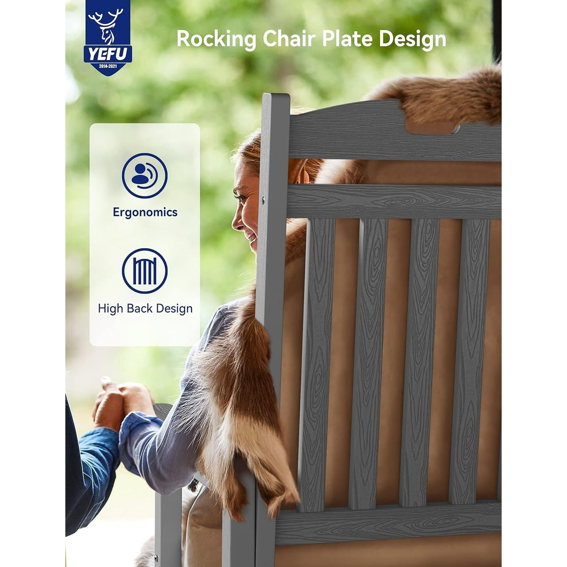 WINSOON Chaise à bascule d'extérieur, résistante aux intempéries, lot de 2