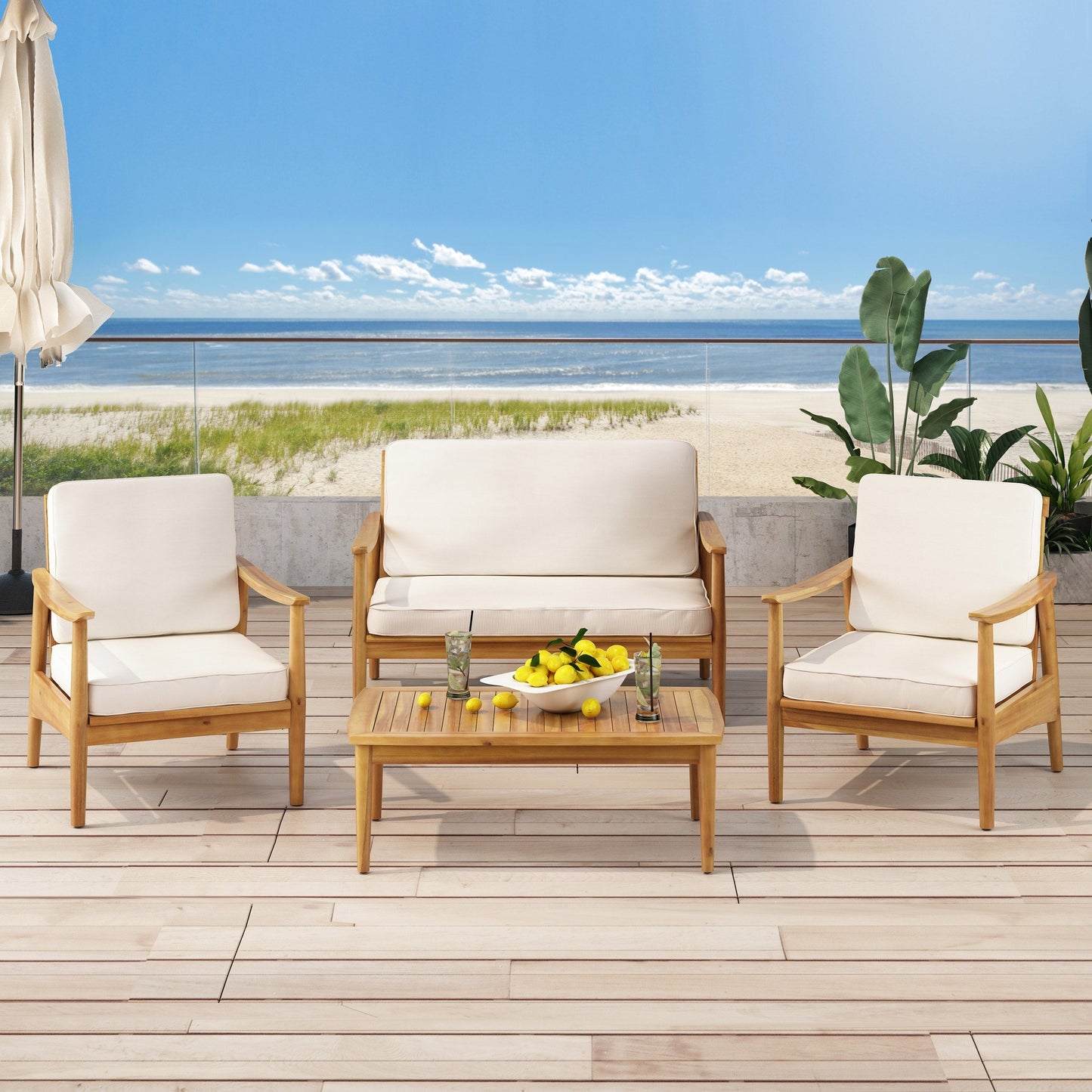 Salon de jardin Willowbrook en acacia, 4 places, de Christopher Knight Home
