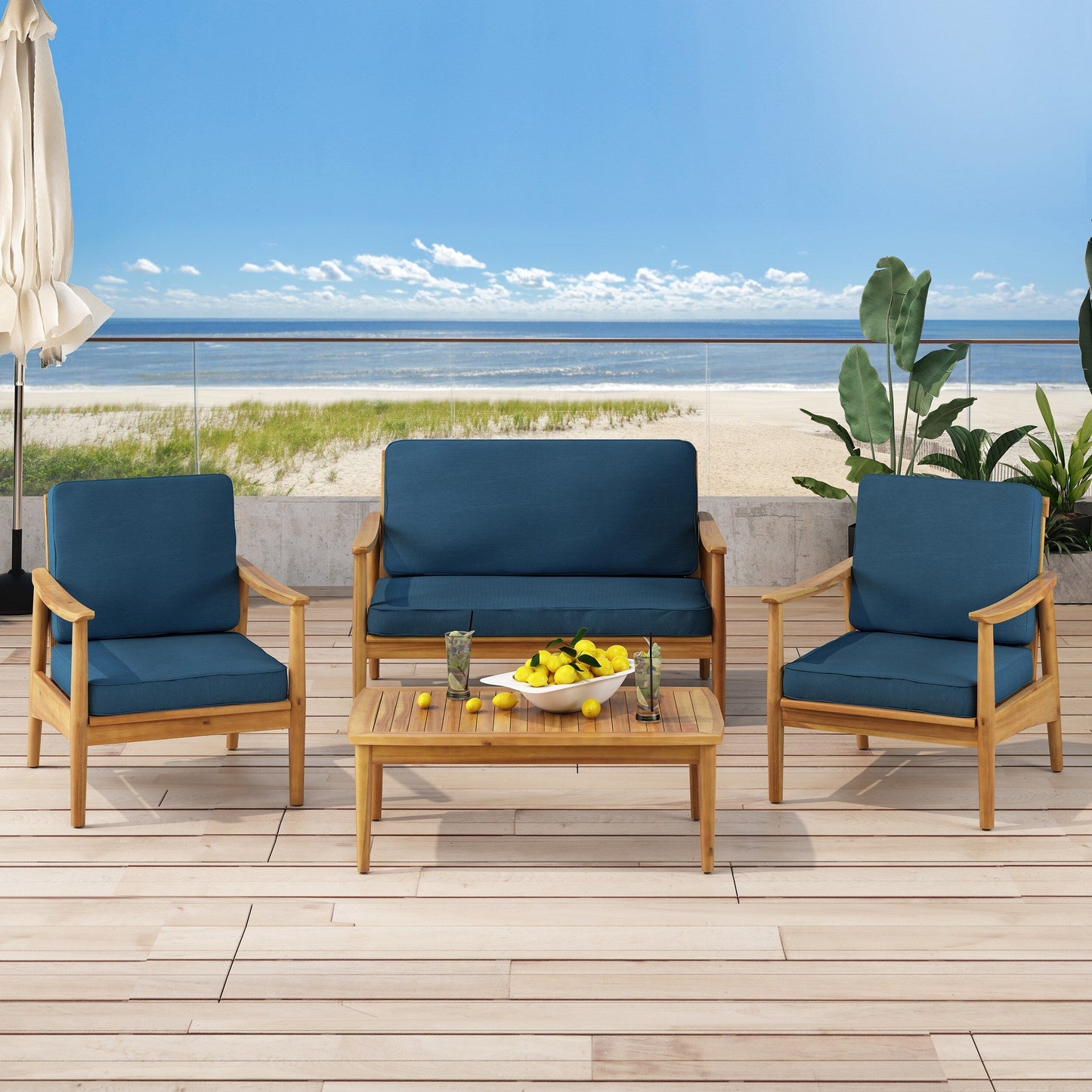 Salon de jardin Willowbrook en acacia, 4 places, de Christopher Knight Home