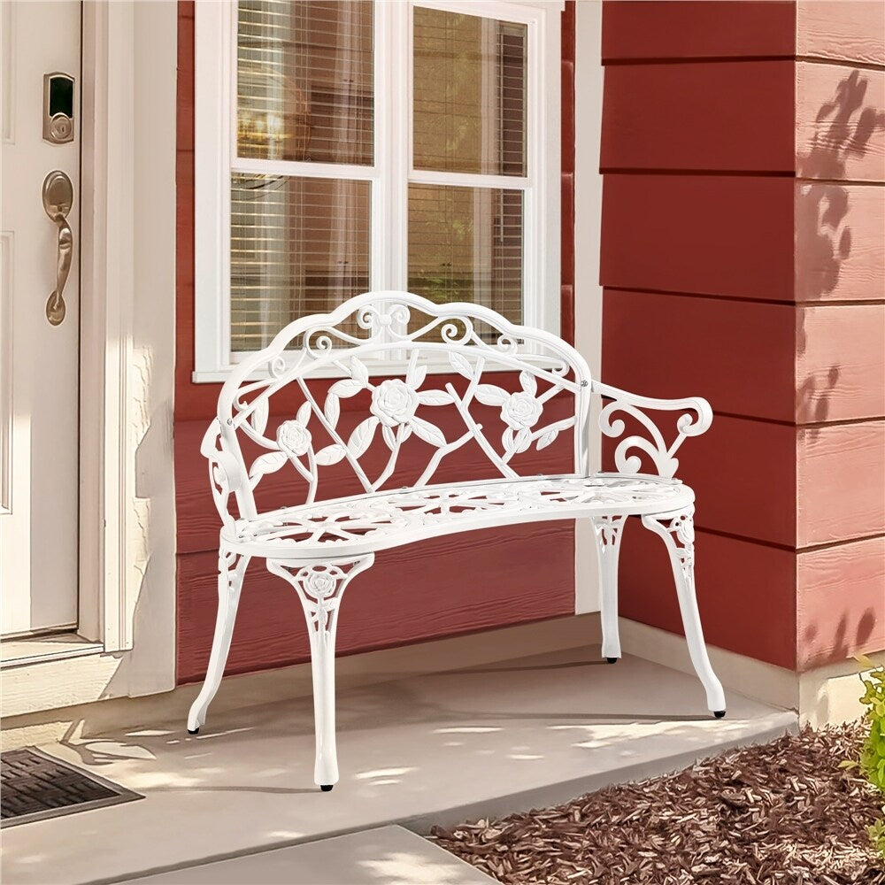 Yaheetech Banc extérieur en métal pour terrasse, parc, jardin - N/A