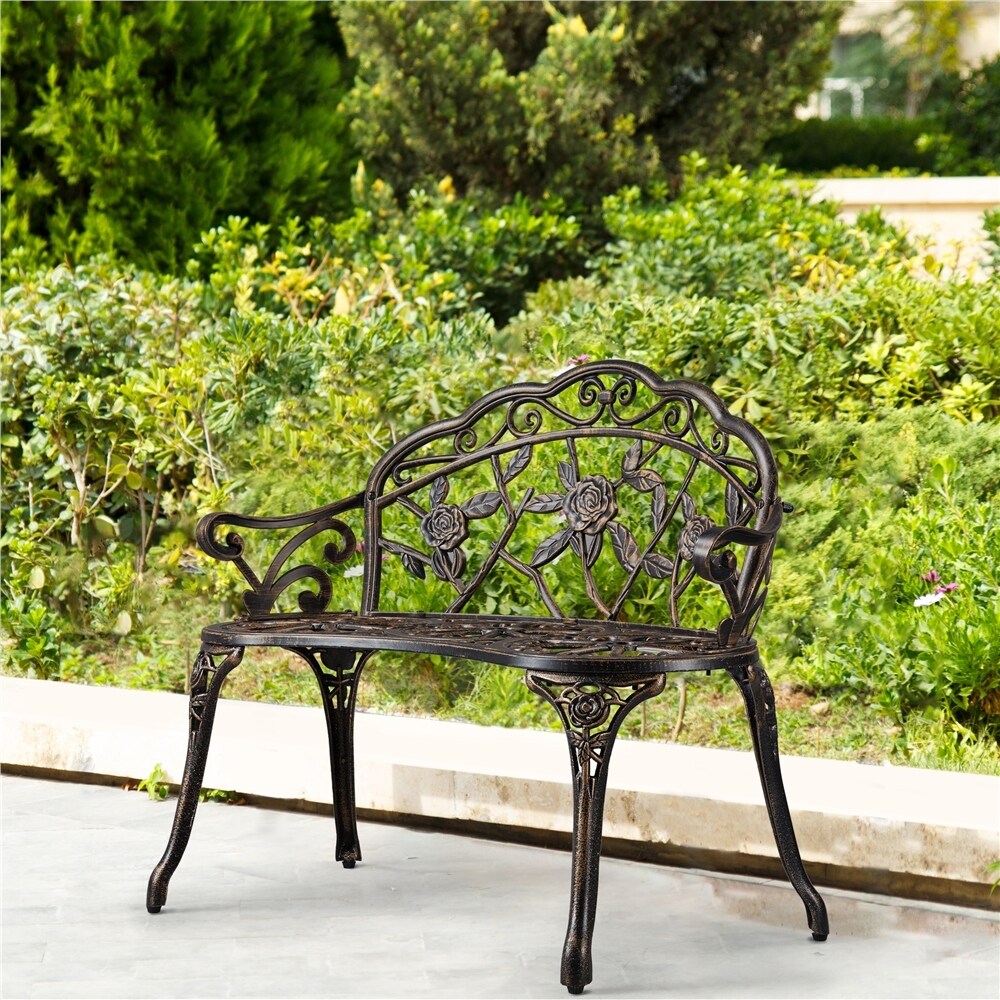 Yaheetech Banc extérieur en métal pour terrasse, parc, jardin - N/A