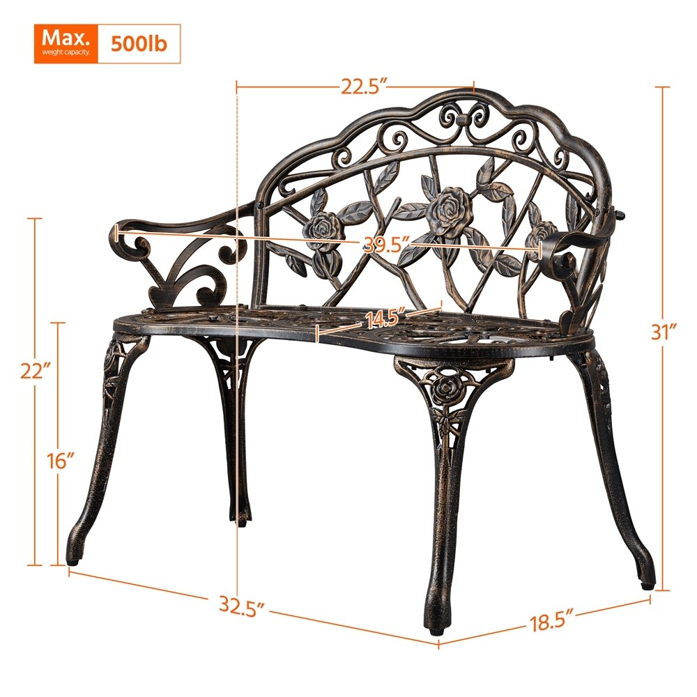 Yaheetech Banc extérieur en métal pour terrasse, parc, jardin - N/A