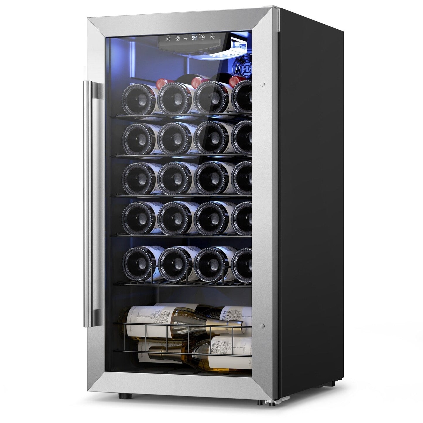 Yeego Réfrigérateur à vin mini-bar autoportant à 1 zone et 27 bouteilles de 17 pouces - 16,9 pouces