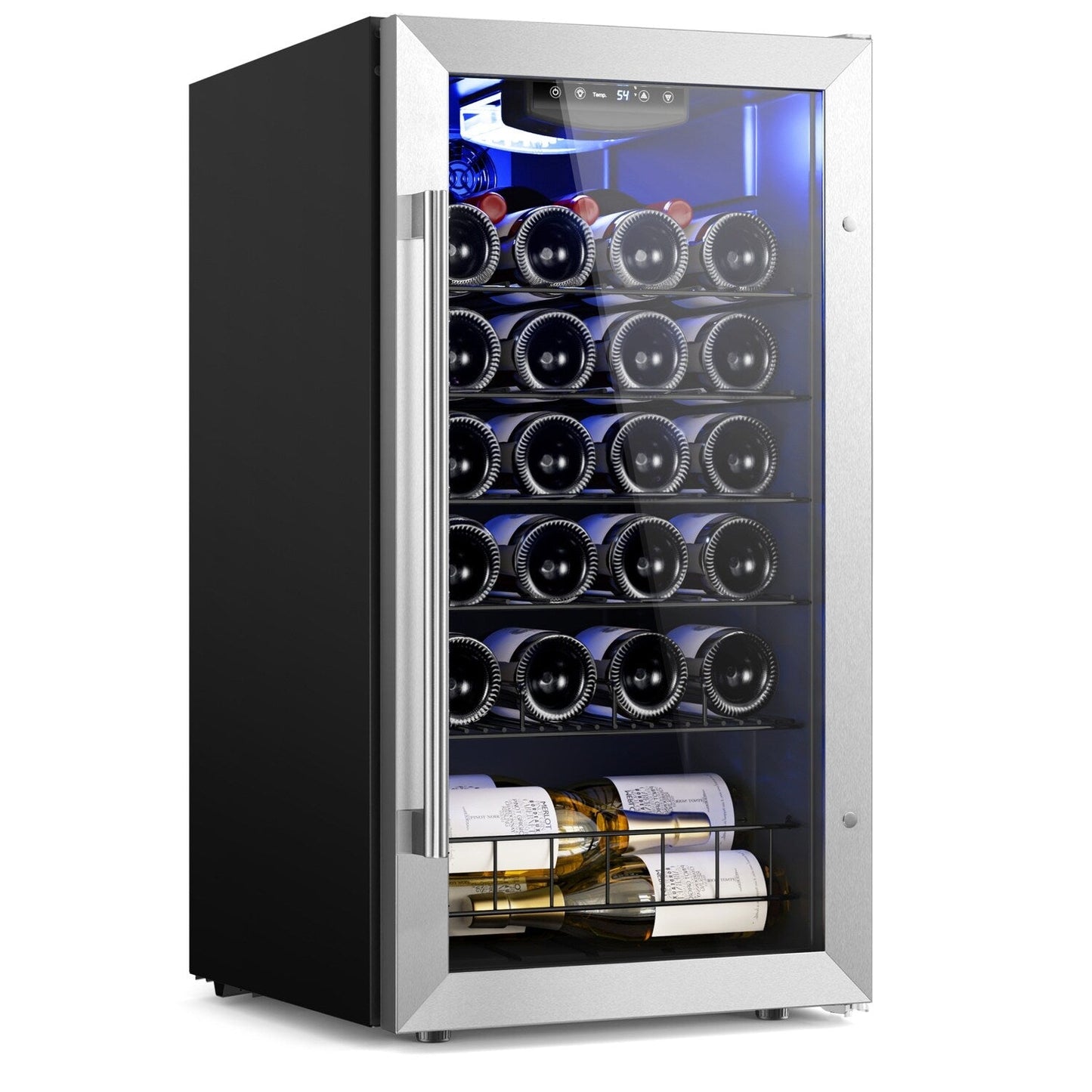Yeego Réfrigérateur à vin mini-bar autoportant à 1 zone et 27 bouteilles de 17 pouces - 16,9 pouces