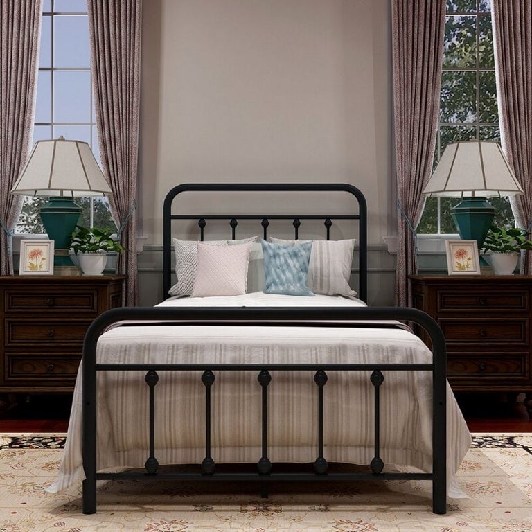 Cadre de lit plateforme en métal simple et vintage, facile à assembler, de Alazyhome