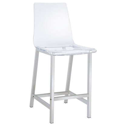Tabourets de bar Juelia, hauteur comptoir, chromés et en acrylique transparent (lot de 2)