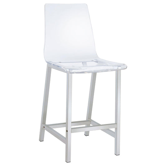 Tabourets de bar Juelia, hauteur comptoir, chromés et en acrylique transparent (lot de 2)