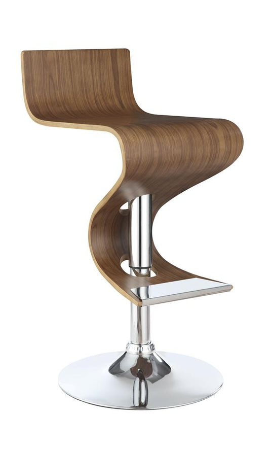 Tabouret de bar réglable Covina en noyer et chrome