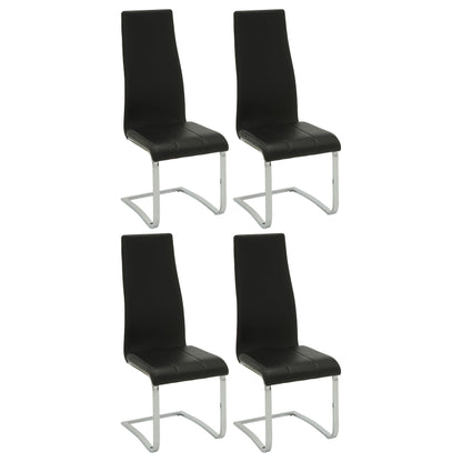 Chaises de salle à manger Montclair à dossier haut, noir et chrome (lot de 4)