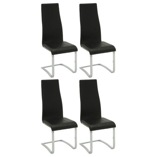Chaises de salle à manger Montclair à dossier haut, noir et chrome (lot de 4)