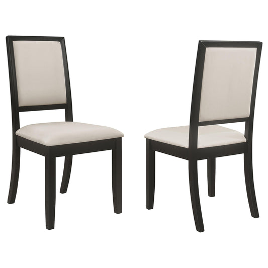 Louise Chaises de salle à manger rembourrées noires et crème (lot de 2)