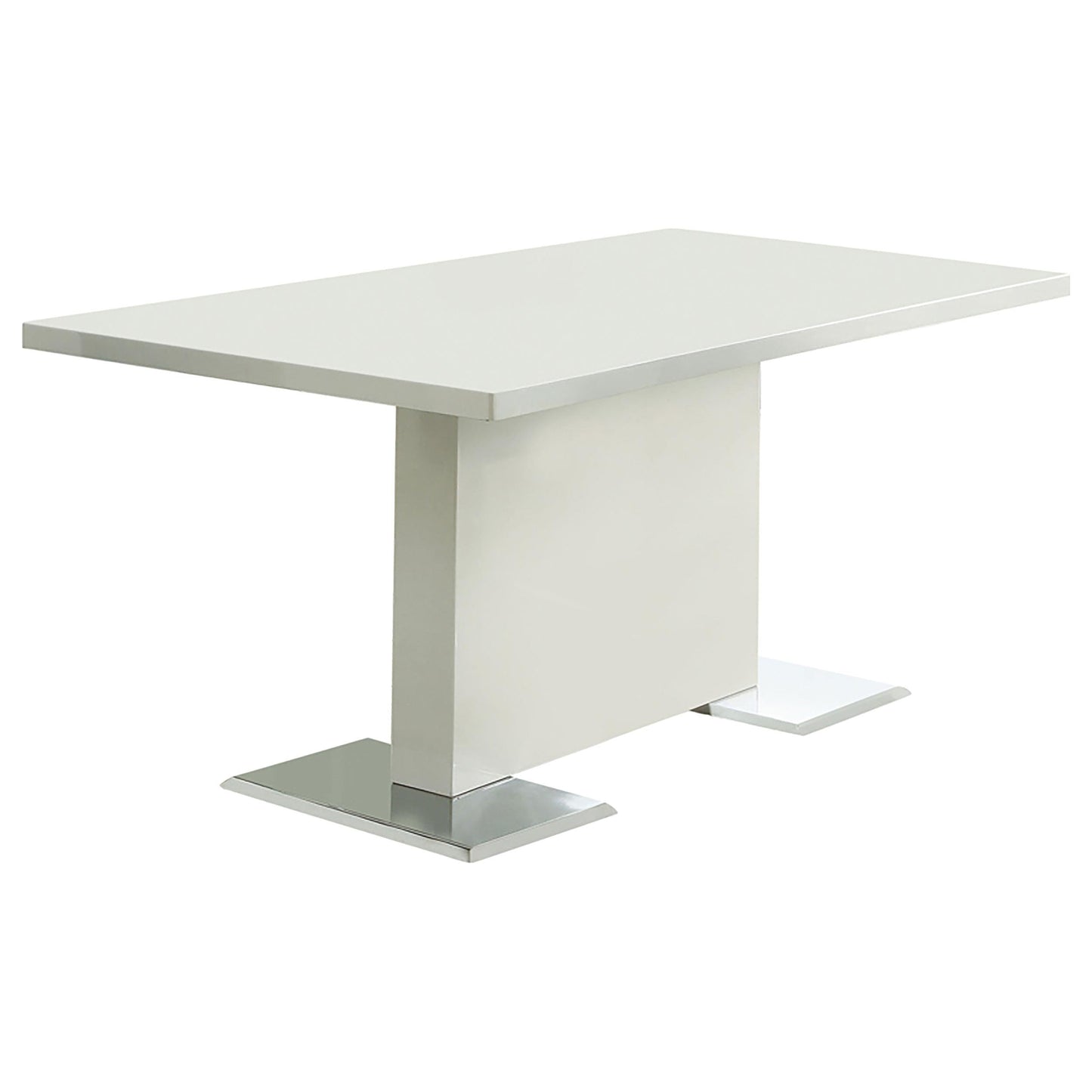 Table à manger à pied central en forme de T, blanc brillant, modèle Anges