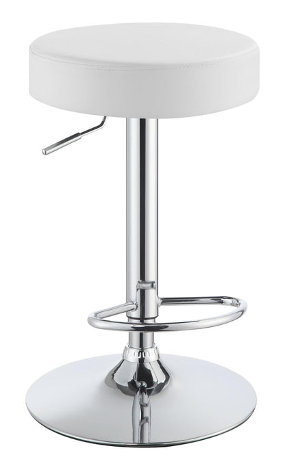 Tabouret de bar sans dossier réglable Ramses, chromé et blanc