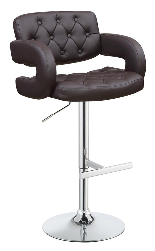Tabouret de bar réglable Brandi, chromé et marron