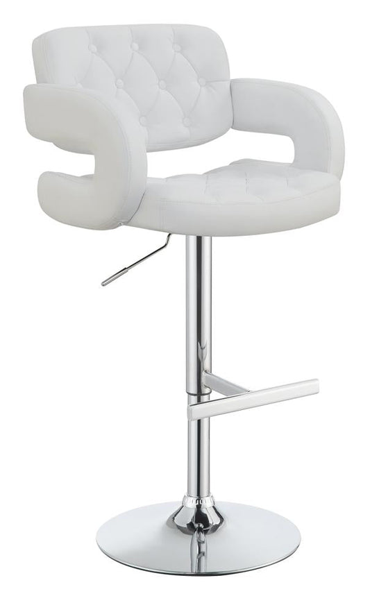 Tabouret de bar réglable Brandi, chrome et blanc