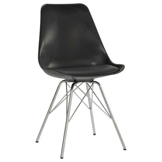 Chaises de salle à manger sans accoudoirs Juniper, noir et chrome (lot de 2)