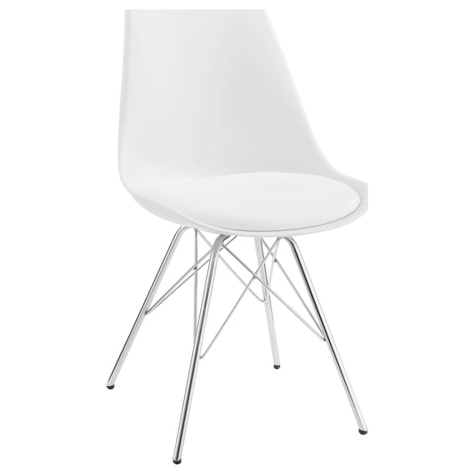 Chaises de salle à manger sans accoudoirs Juniper, blanches et chromées (lot de 2)