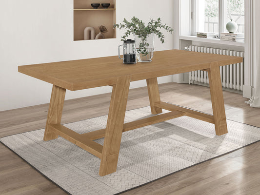 Table à manger rectangulaire Sharon avec pieds béquilles, bleu et brun