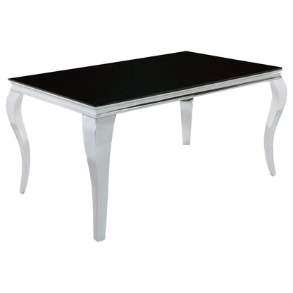 Table à manger rectangulaire Carone, chromée et noire