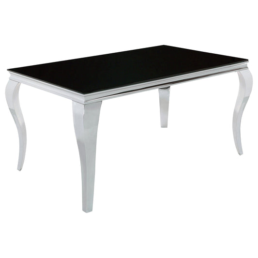 Table à manger rectangulaire Carone, chromée et noire