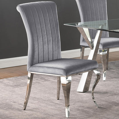 Chaises Betty à dossier et assise rembourrées, gris et chrome (lot de 4)